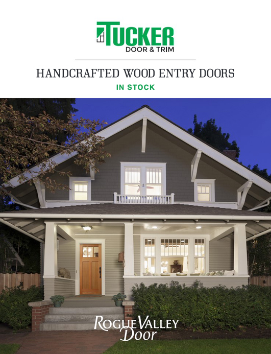 Bungalow with illuminated handcrafted wooden entry door